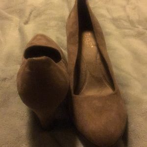 Brown suede pumps